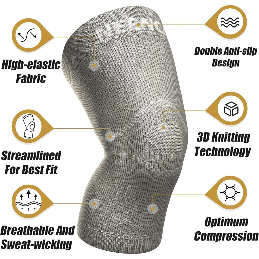 Rodillera ultrafina para aliviar el dolor de rodilla: funda de compresión de rodilla más ligera con iones de grafeno, tela infundida para hinchazón