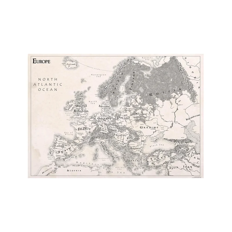 84*59cm Map of The Europe Vintage Prints Wall Art Poster Non-woven Canvas Painting Living Room Home Decor School Supplies