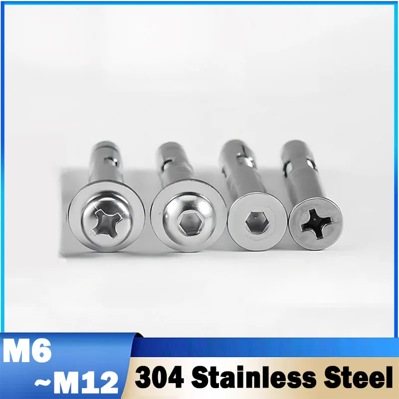 1Pcs M6 M8 M10 M12 304 Stainless Steel Hexagon Socket Cheese Head Expansion Screws Expansion Concrete Anchors Fixing Bolts