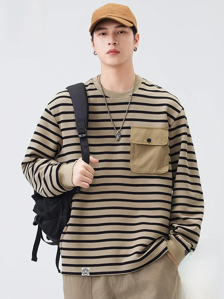 

PaulFrank American Retro Long Sve Hoodie Men's Casual Loose Fit Autumn Comfortable Cotton Polyester Stripe Pattern Sweatirt
