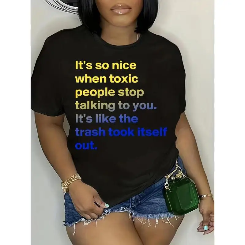 

Women's It's So Nice When Toxic People T-shirt Sarcastic Trash Took Itself Out Slogan Tee Funny Graphic Top