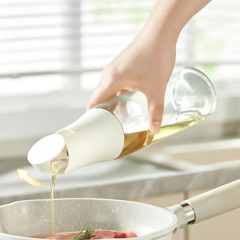 Kitchen Oil Dispenser Transparent Oil Container With Automatic Lid Heat-Resistant Gravity Oil Bottle Multifunctional Kitchen