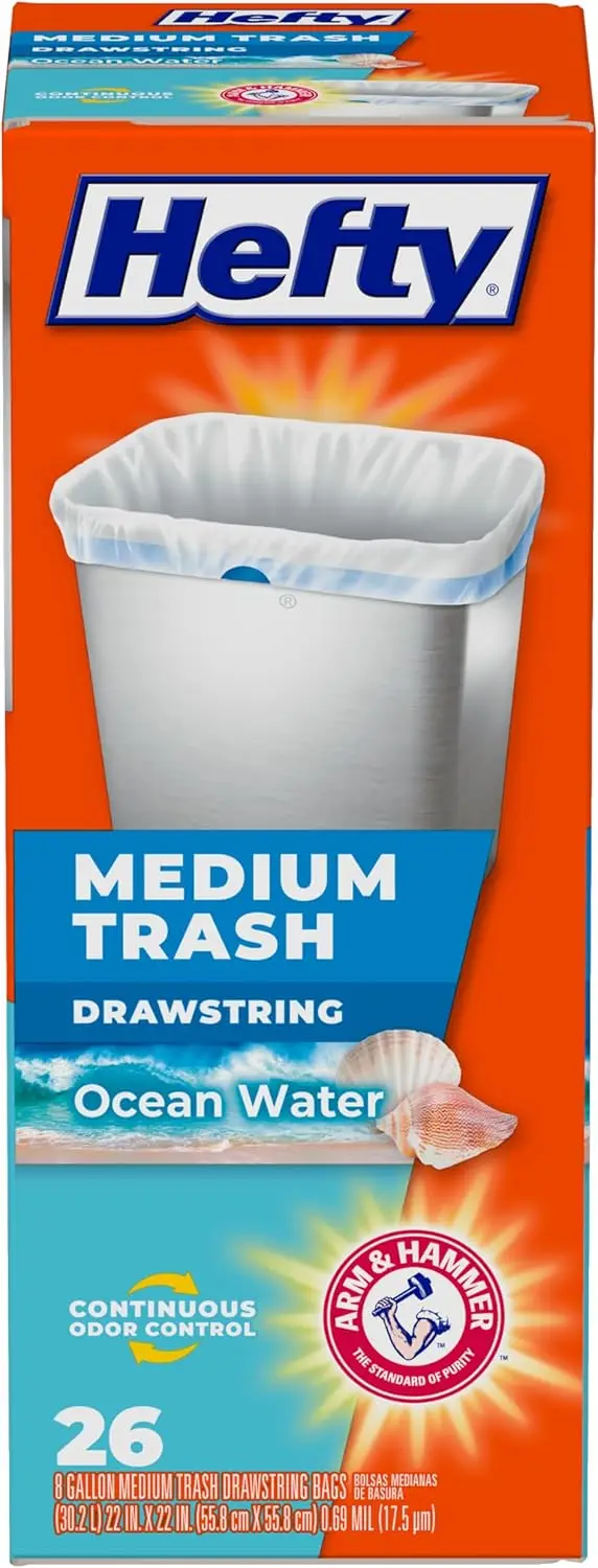 

Medium Scented Trash Bags, 8 Gallon, 26 Count with Odor Neutralizer and Drawstring Closure