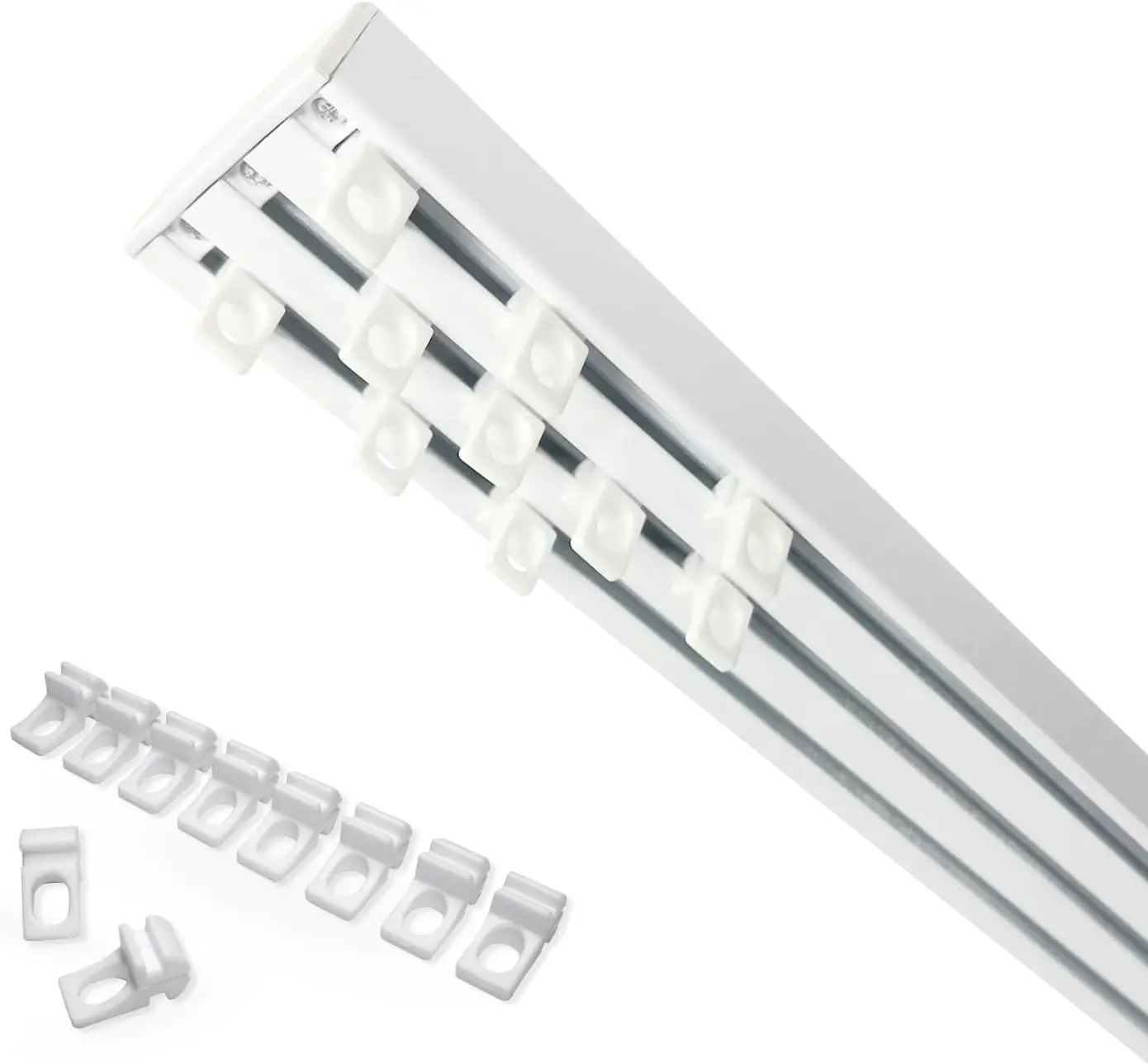 Riel para cortinas, carril para cortinas, de 1, 2 o 3 rieles (serie X, 3 rieles, 440 cm, con ojales)