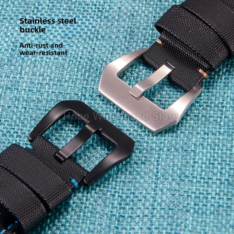 นุ่ม-ยืดหยุ่นไม่ระคายเคืองผิวที่เหมาะกับผิวหนังคาร์บอนไฟเบอร์รูปแบบไนลอนสายนาฬิกาหนังแท้สำหรับพานาไร PAM359 PAM616 PAM1661