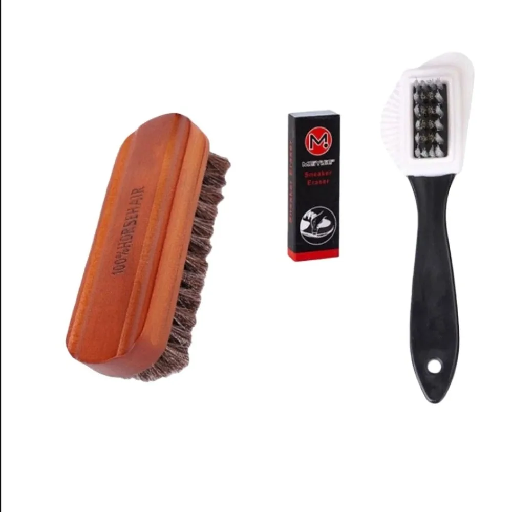 3Pcs/Set With Eraser Suede Brush Kit Stain Removal Soft Brush Nubuck Brushes Kit Multifunctional Shoe Cleaning Brush Boot Care