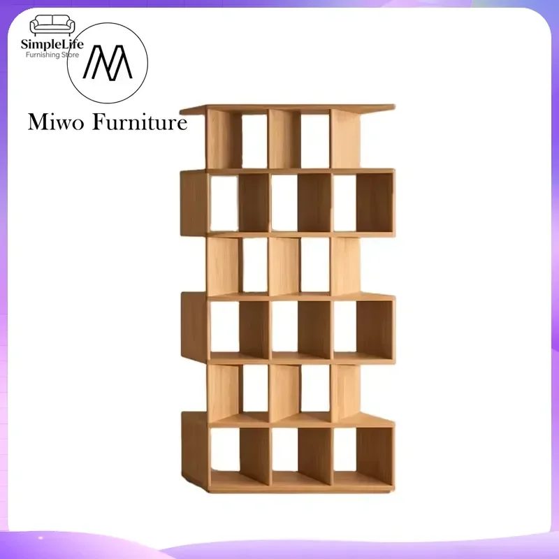 Modern Wooden Bookshelf for Living Room Home Office Library Storage Bookcase Minimalist Interior Design Furniture with