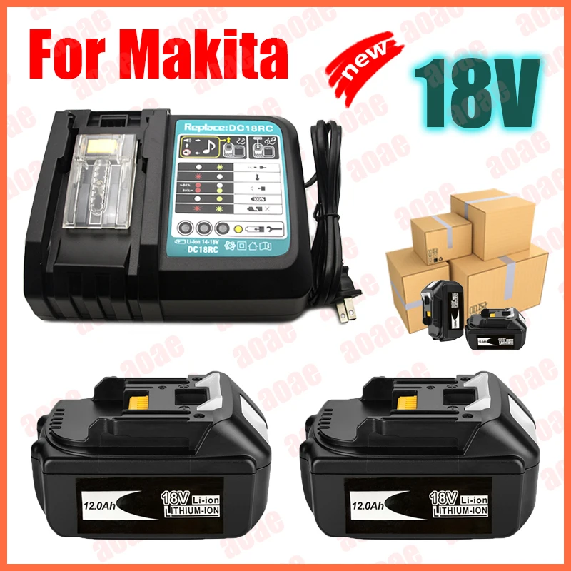 

Latest BL1830 18V 6000mAh Battery and charger For Makita 18V Battery Rechargeable Replacement BL1840 BL1850 BL1860 BL1860B Tools