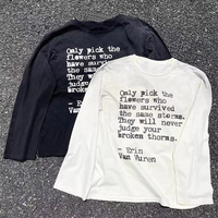 90S Hip Hop Vintage Casual Letter Print Y2K Long Sleeve O-Neck T-shirt Streetwear Harajuku Goth Tee Loose Top Men Women Clothes