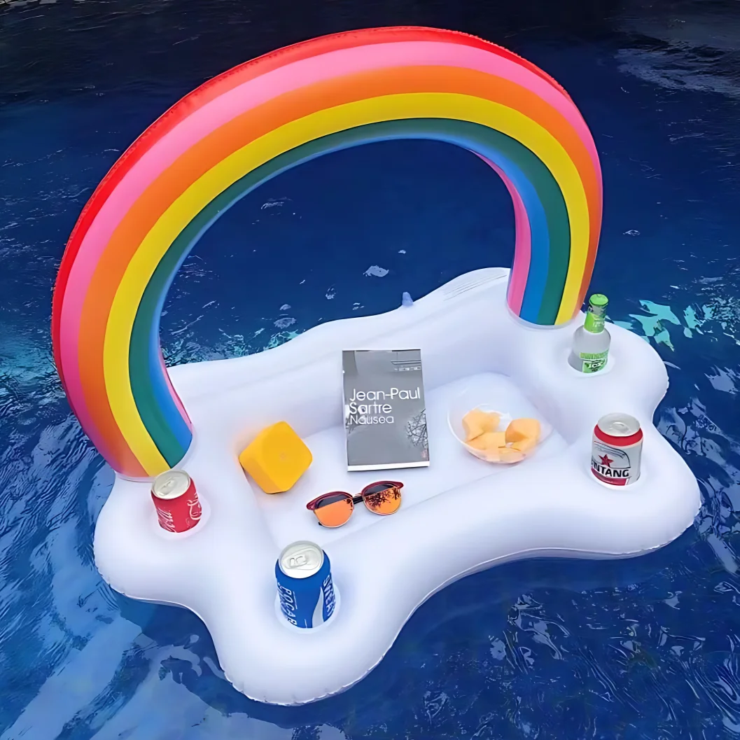 1PC Water Inflatable Rainbow Ice Bucket Coconut Tree Parasol Ice Bar Coaster Tray Inflatables Pool Toys Swimming Pool Inflatable