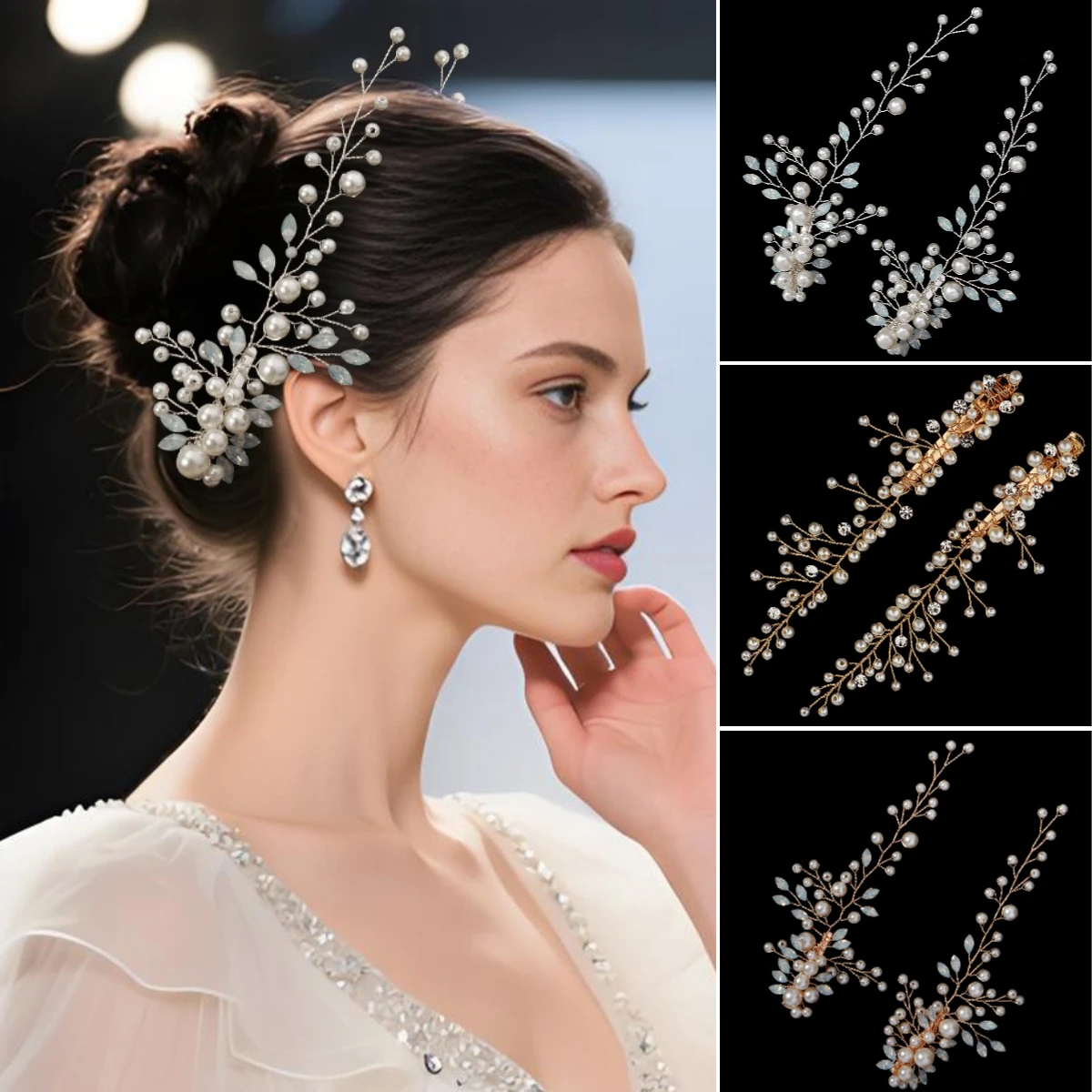 

2 шт., заколка для волос ручной работы с жемчугом в корейском стиле, модная заколка для волос со стразами и утконосом, головной убор для женщин, аксессуары для волос на выпускной