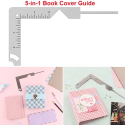 Guide de couverture de livre en acier inoxydable, outil de reliure en métal pour scribe, marquage d'album, cahier, scrapbooking, règle de jauge, 5 en 1