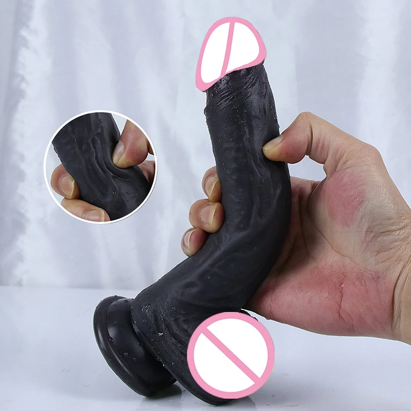 Realistic Dildo Black Silicone Dick Soft Artificial Penis For Woman Man Masturbator Erotic Cock G Spot Stimulator Anal Plug Tool