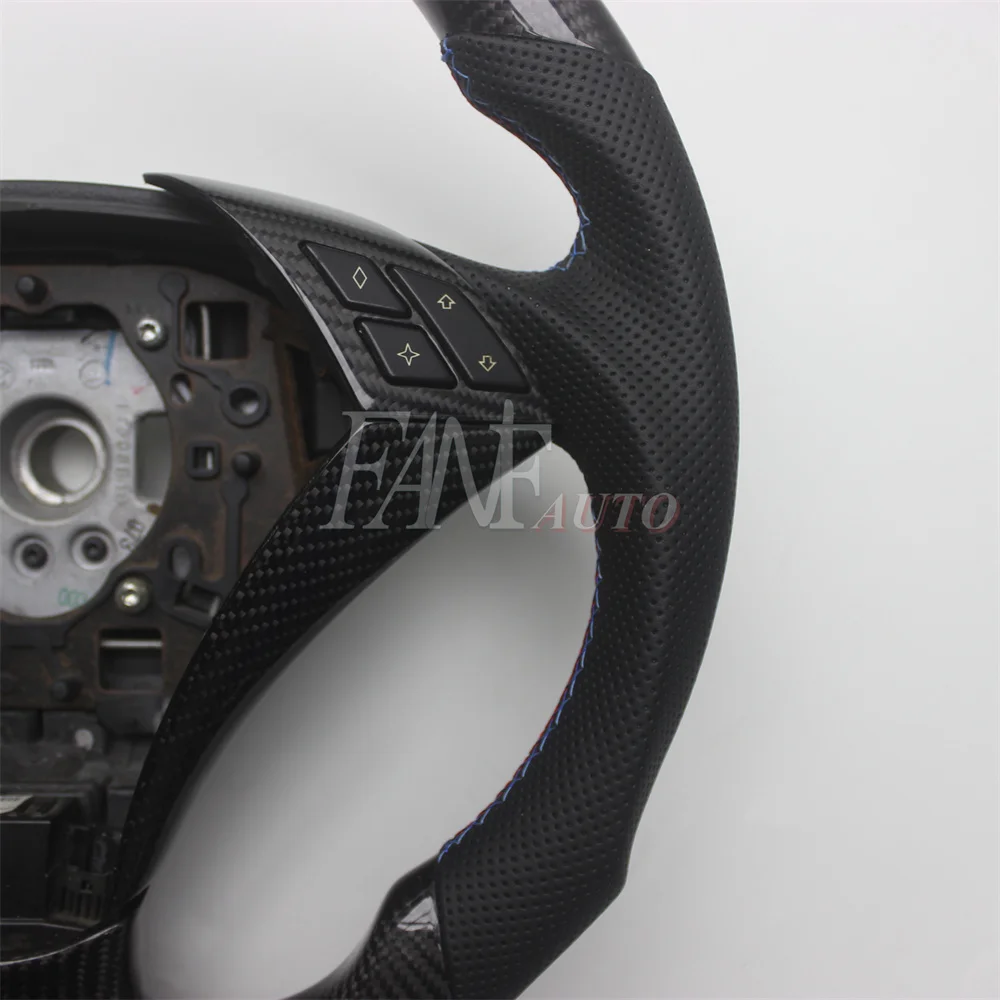 Replacement Real Carbon Fiber Steering Wheel with Leather for BMW M5 E60 E61 5 Series 2003-2010