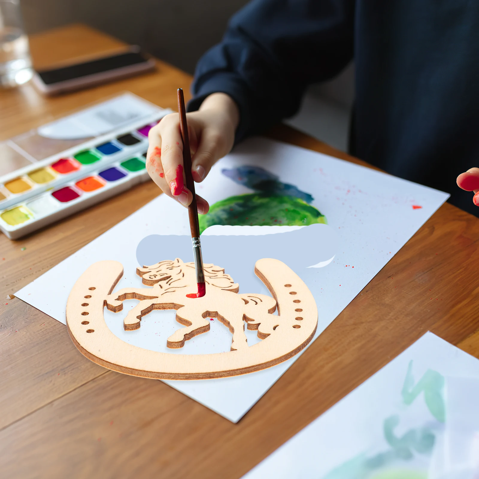 

48pcs Diy Wooden Cutouts Horseshoe Shaped Unfinished Slices For Painting Graffiti Craft Handmade Home Decor Accessories