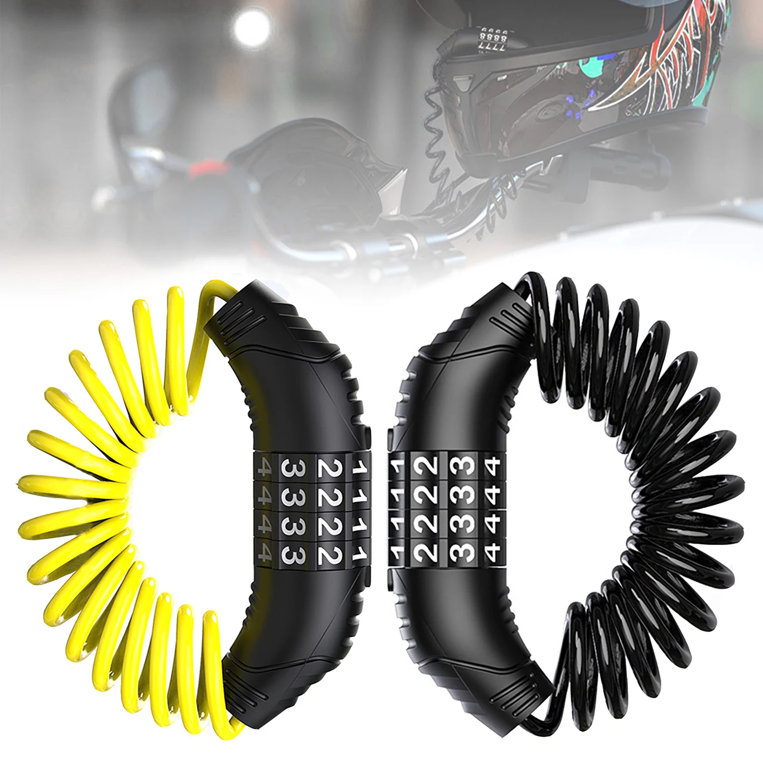 2pcs Motorcycle Helmet Locks Portable Mini Steel Four-digit Password Wire Cable Combination Locks for Bicycle Helmet Brake Disc