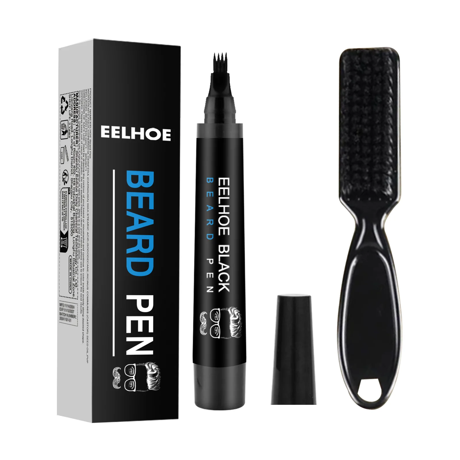 Waterproof Beard Pen Filler Men Moustache Coloring Pen Beard Coloring Filling Enhancer Black Fiber Hair Beard Stuffing Pen Tool