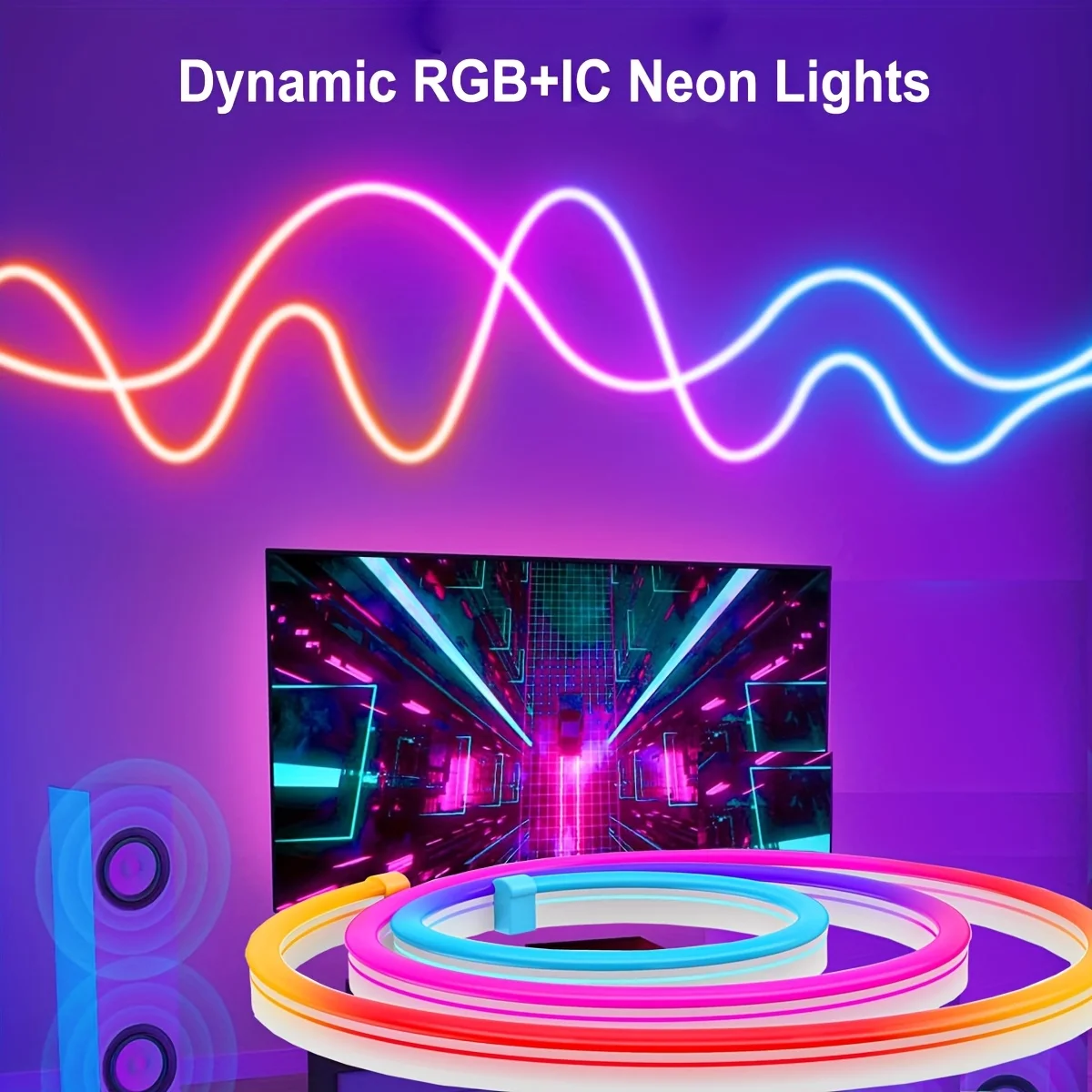 

Smart WiFi RGBIC Neon LED Strip Light 5V,Dreamcolor Chasing & Music Sync, Alexa/Google Voice Control,for Room/Party/Gaming Decor