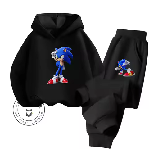 Sonic 2025 New Cartoon Printed Hoodie Set 2D Fashion For Kids Teens Boys Girls Casual Hot Sale Autumn Winter