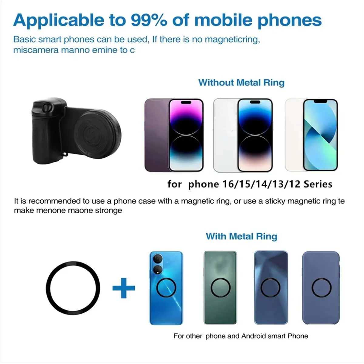 2026 جديد + حامل هاتف بلوتوث مقبض الكاميرا قبضة Selfie Stabilizer مع ملء الضوء ل 16 15 14 أندرويد #4