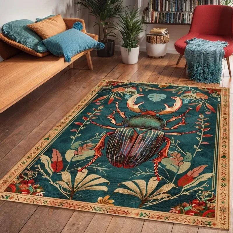 Cottagecore Beetle Area Rug Vintage Living Room Floor Area Art Decoration Rug Rustic Bedroom Carpet Housewarming Gift for Mom