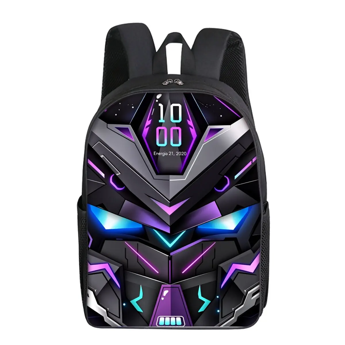 Mechanische Roboter-Druck-Rucksäcke mit Einzelschicht für Jungen und Mädchen, beste Geschenke, 2D flache Cartoon-Schultaschen für Kinder
