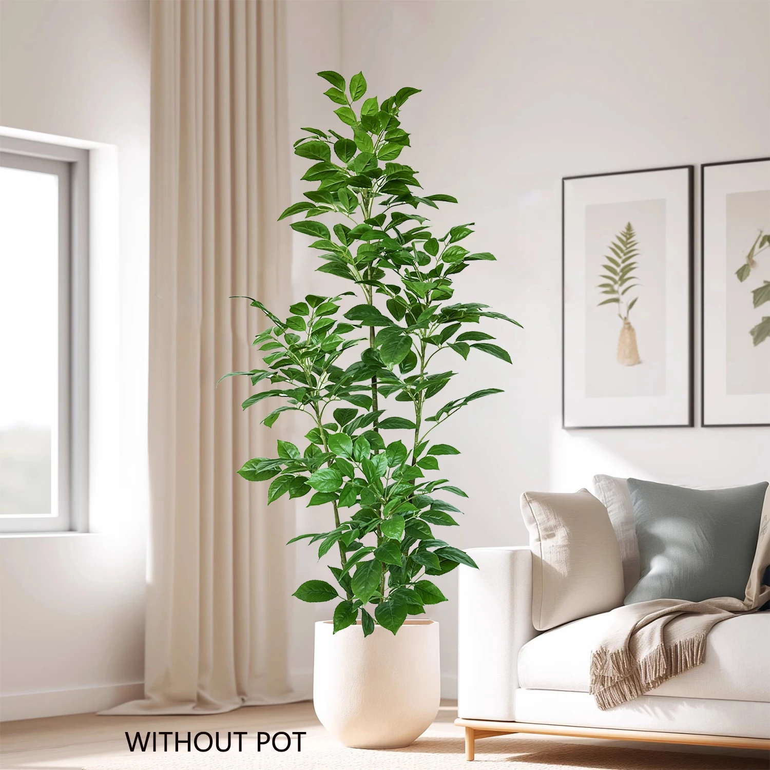 4PCS 4-8ft high Artificial happiness tree plant fake plant plastic leave realistic indoor faux plant tree for home office decor