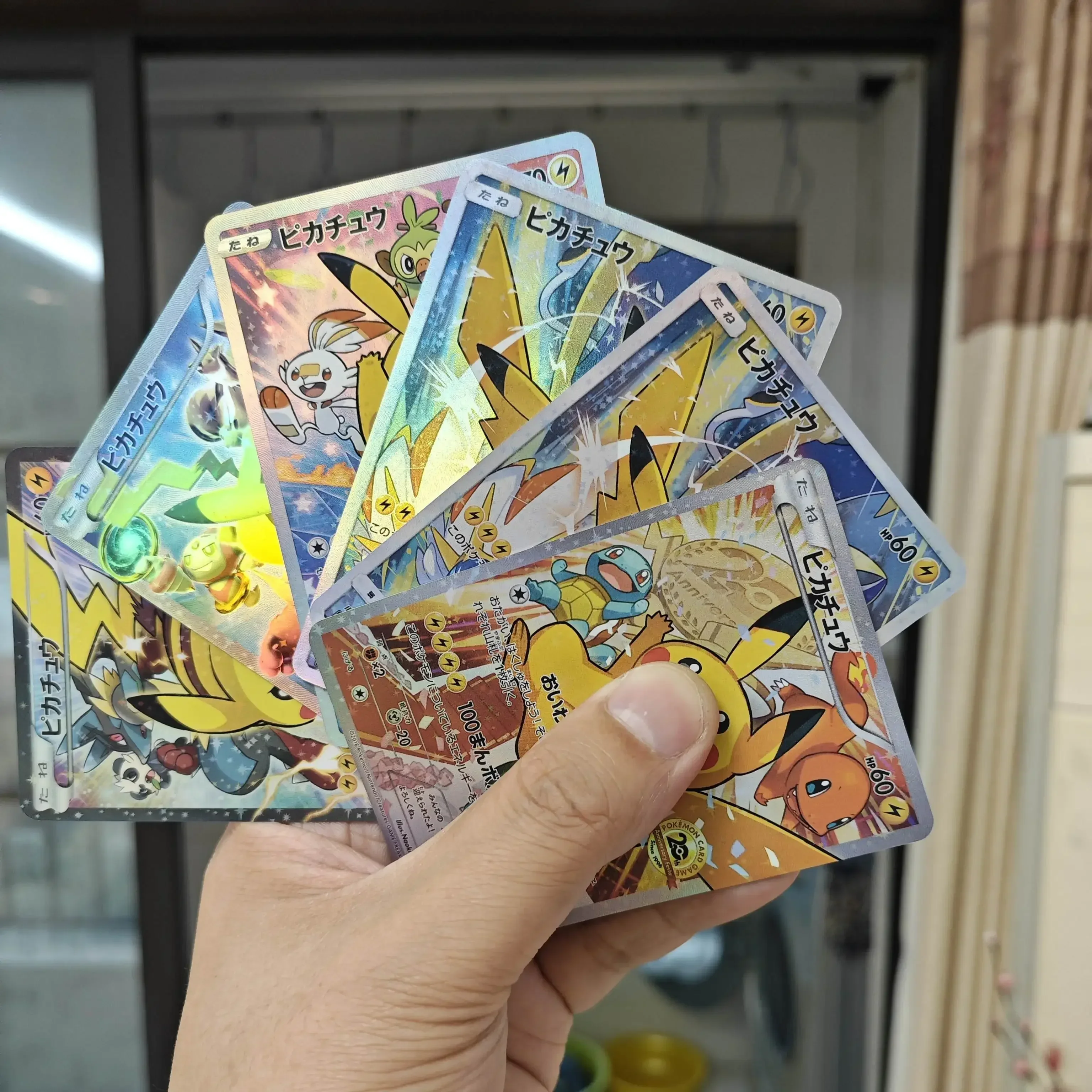 

6 шт./компл. PTCG Pokemon Pikachu праздничная карта японская версия цветная вспышка аниме фигурка коллекционная карта игрушка в подарок