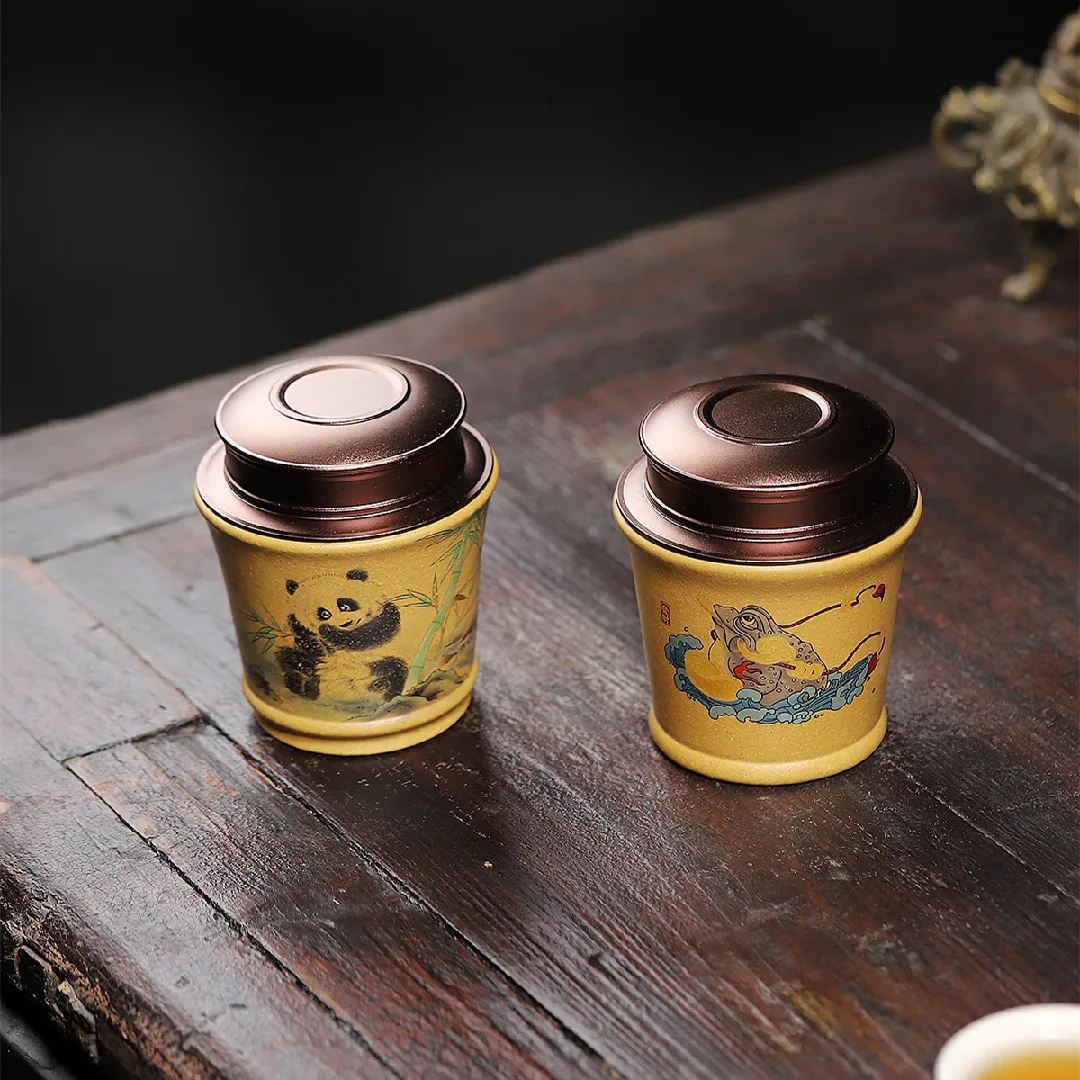 

High Quality Yixing Purple Clay Pot Ore Beige Ingenious Hand-Made Small Capacity Sand Tea Caddy