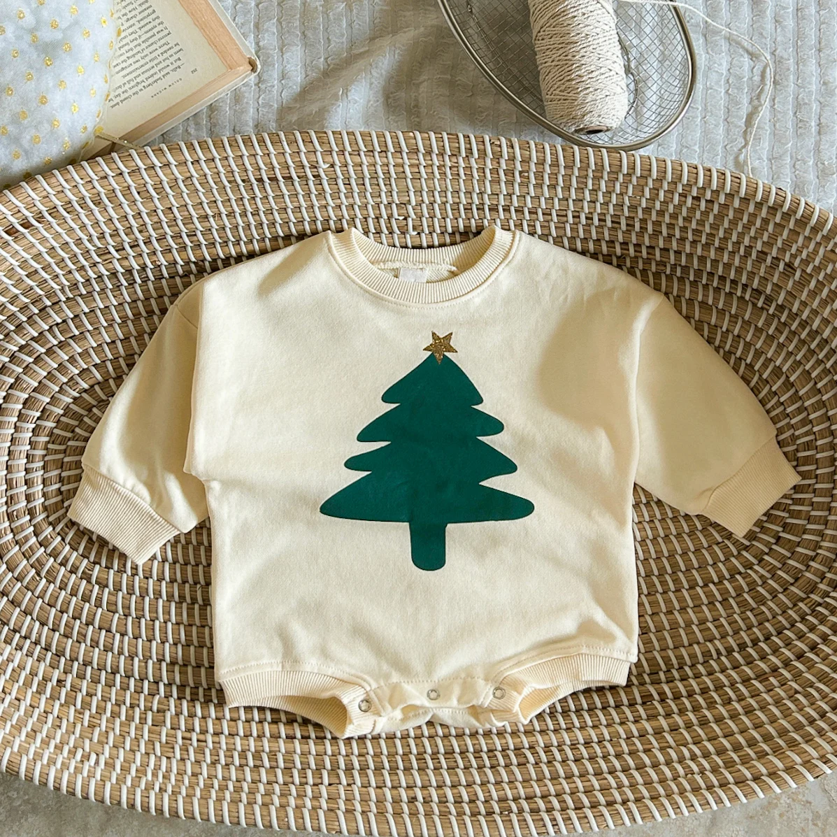 Christmas Baby Romper Clothing Long Sleeved Jumpsuit Casual Small Tree Print Girl Boy Cotton Autumn Newborn 0-18M