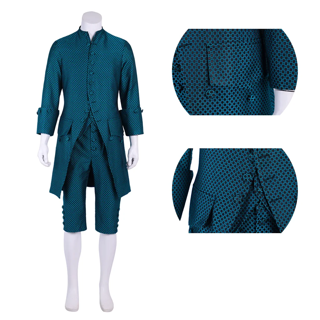 18th Century Tudor Period Men's Retro Blue Polka Dot Gentleman's Uniform Urban Civil War Clothing Adult Customization