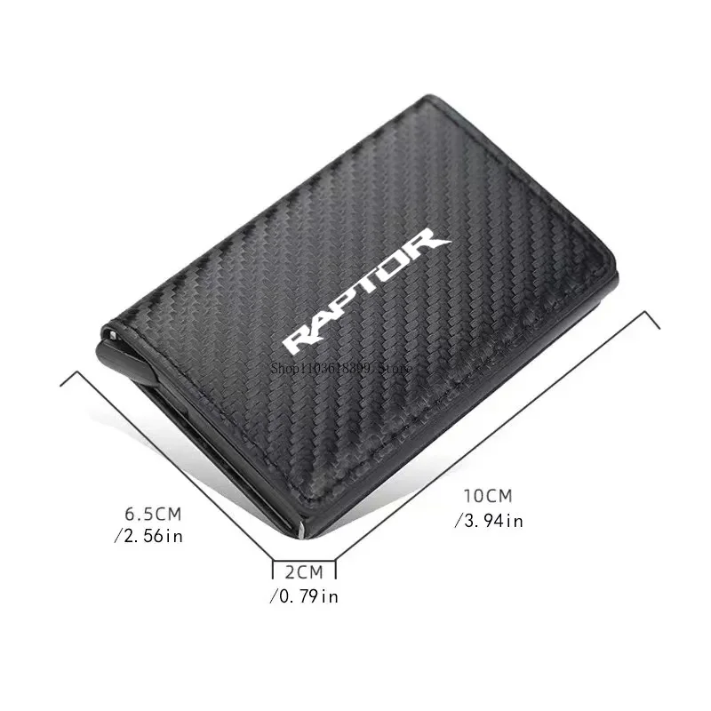 Carbon Fiber Credit Card Holder Wallets Men Rfid Black Magic Trifold Leather For Ford Raptor F150 2019 2020 2021 2022 2023