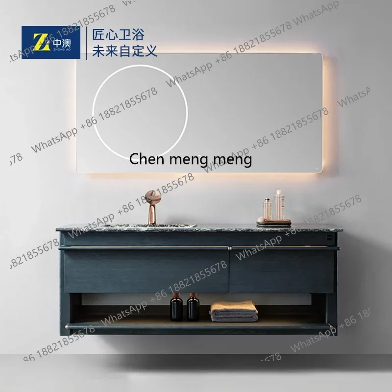A17 High-end bathroom cabinet custom natural luxury stone bathroom solid wood wash basin washstand
