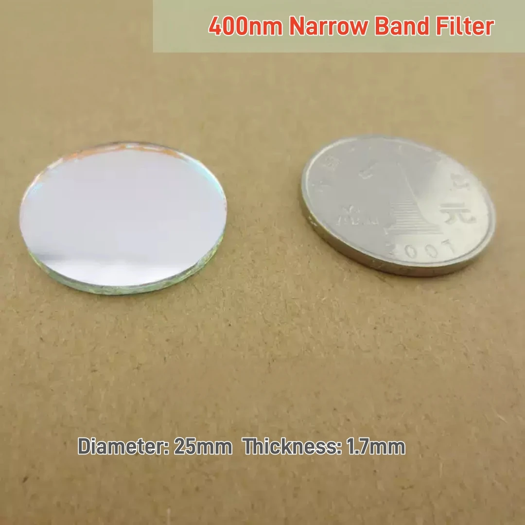 400nm Narrow Bandpass Filter High Transmittance Blue Violet Light Precision Coated Optical Glass Filter Customizable Size