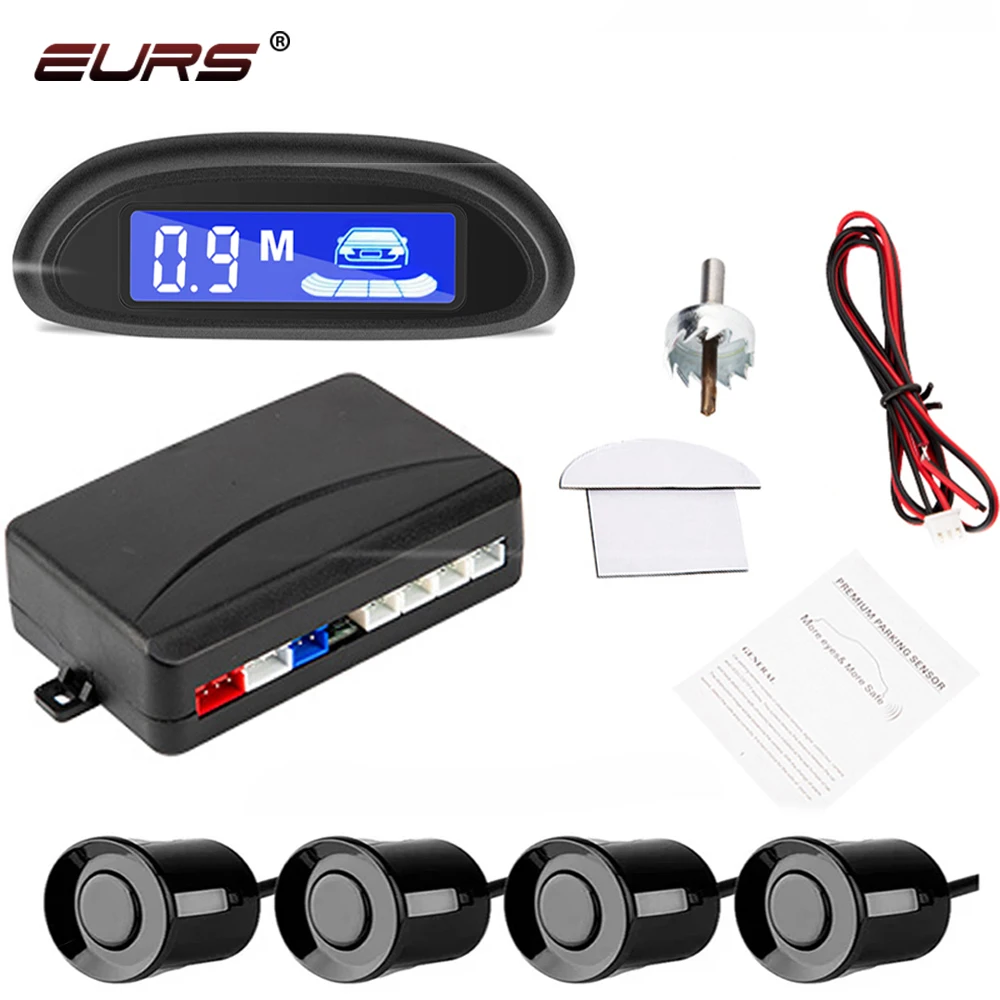 EURS Car Parking radar 4 Sensor Kit 22mm Parktronic Display Reversing Radar for Wireless car Rover sensor Monitor System 