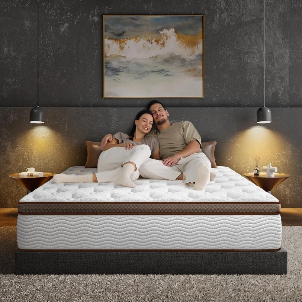 

Firm King Mattress for Couples - 14 Inch Hybrid Mattress with Quiet Motion Isolation,Extra Spinal Support and Back Pain Relief