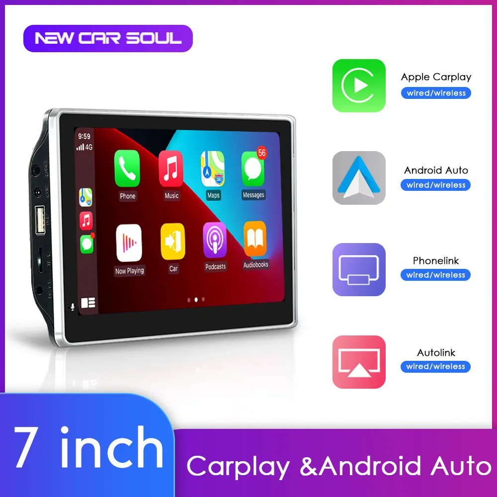 

Universal 7inch Screen Car Radio Wireless Carplay Android Auto Bluetooth Portable Touch Screen For Nissan Toyota Car Accessories