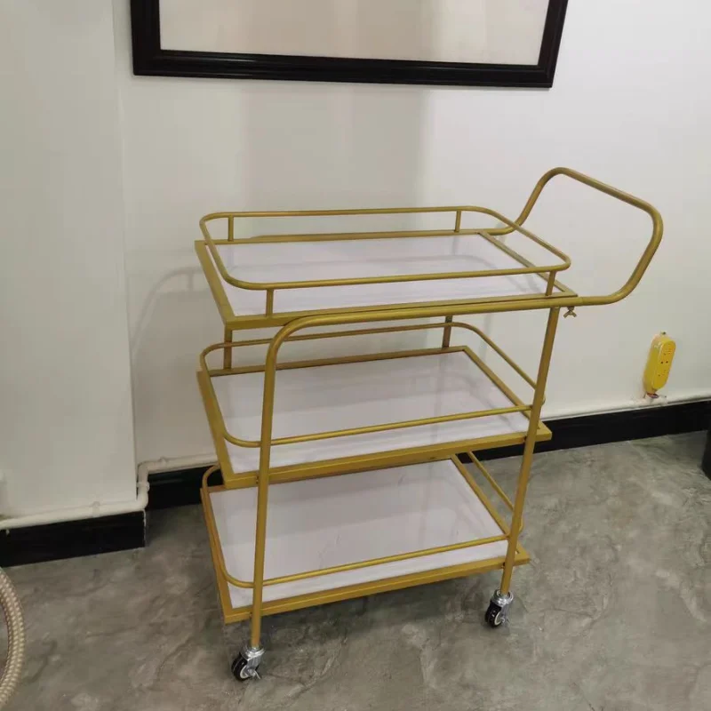 Serving Rack Dining Cart Trolley Commercial Restaurant Mobile Nordic Hotel Wine Truck Birthday Trolley Gold Iron Art Furniture