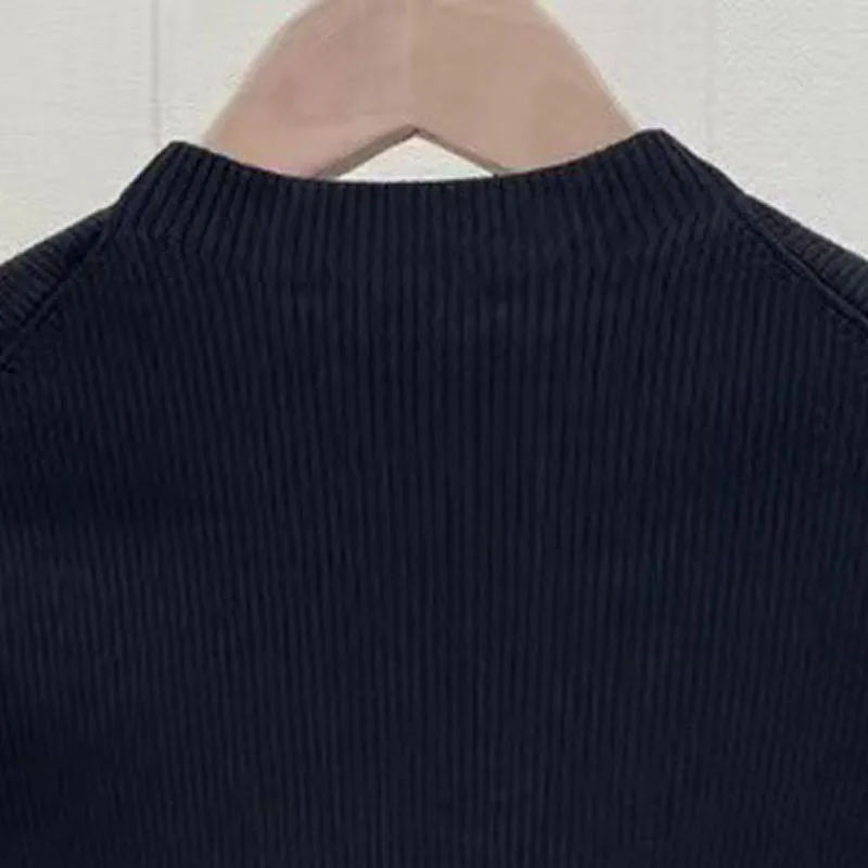 

Commute Three Quarter Sleeve O-neck Black Pullovers Sweaters Spring Summer 2023 Casual Backless Knit Sweater Tops