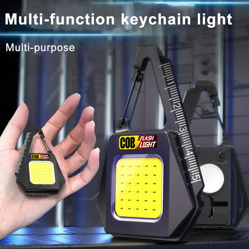 Multi-function Keychain Light, Rechargeable Mini Magnetic Work Emergency Car Light, Light Sound Camping N2c5