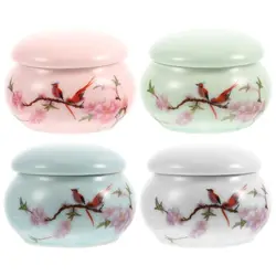 1Pc Mini Ceramics Nail Cup with Lid Ceramic Cup Nail Art Acrylic Liquid Powder Porcelain Dish Container