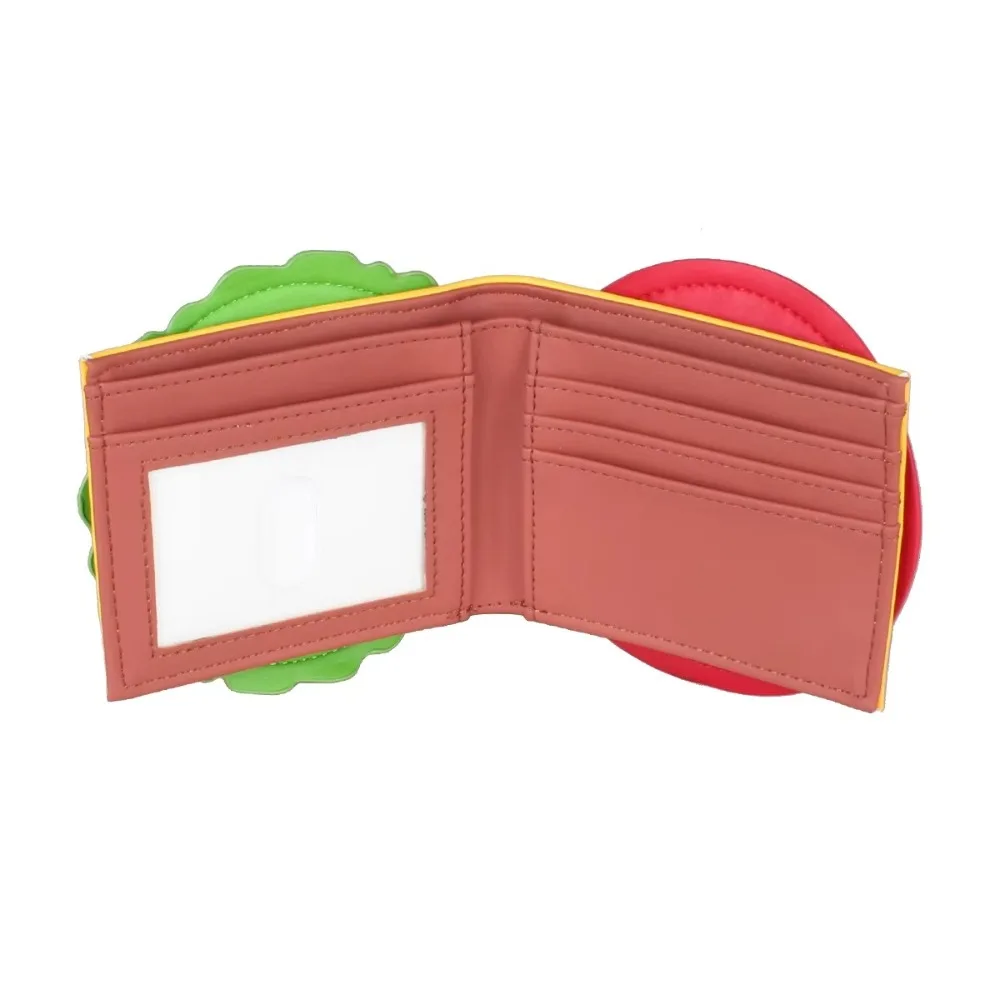 New Cute Burger Shaped ID Card Bag Multifunctional PU Leather Money Coin Purse Portable Wallet Money Bag Women Men