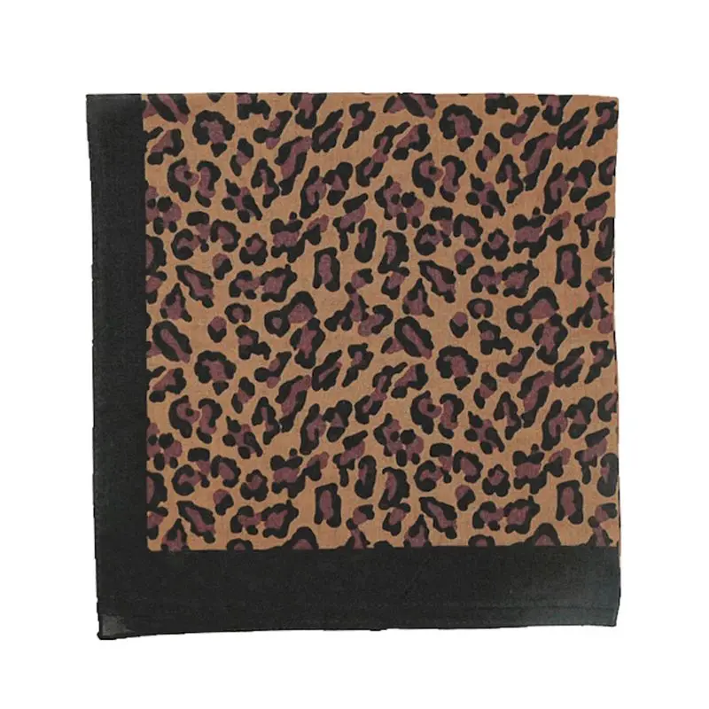 55CM Cotton Vintage Leopard Print Square Hip Hop Printed Bandana Men Women Outdoor Headbands Band Wrist Wraps Scarves