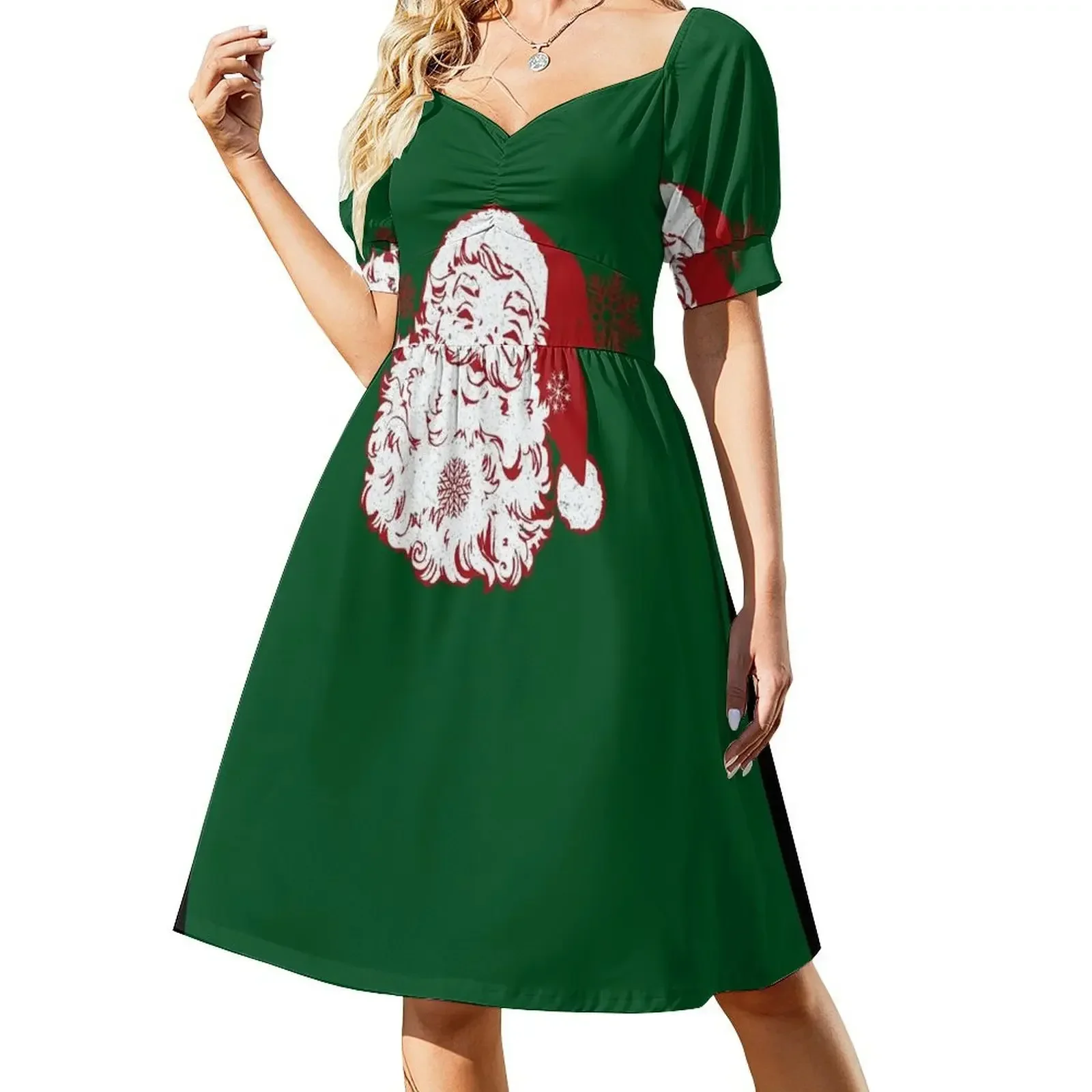 

Retro Santa Claus - Vintage Santa Claus - Christmas Short-Sleeved Dress women's dresses luxury dresses korean style Dress