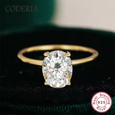 GRA Certified 1CT 2CT Oval Cut D VVS1 Moissanite Ring for Women 18K Gold Plated Sterling Silver 925 Rings Wedding Gift Jewelry