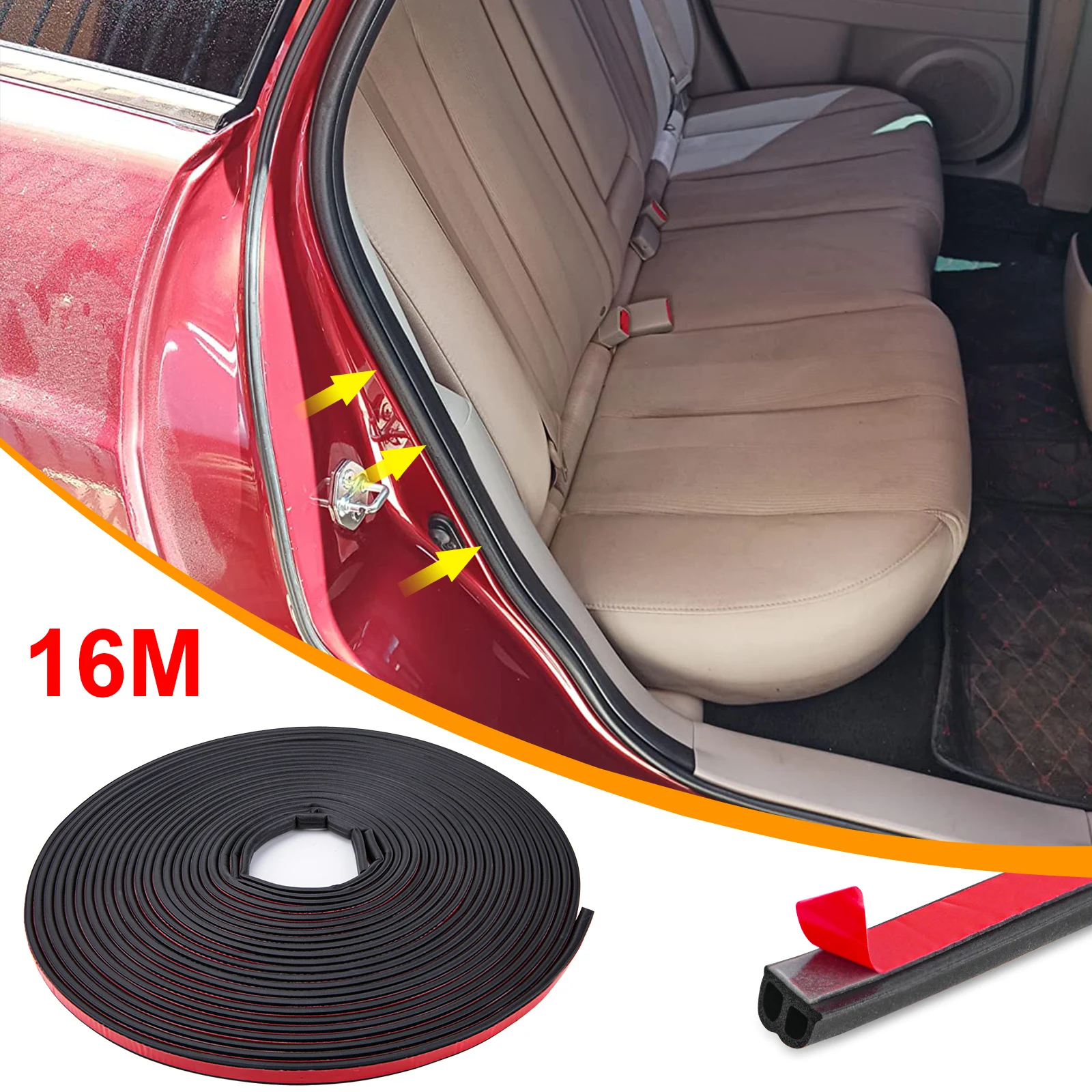 For Car SUV RV Windows Doors Hood Trunk Engine Cover Pillar B-shaped Seal Strip Soundproofing Weatherstrip Interior Accessories