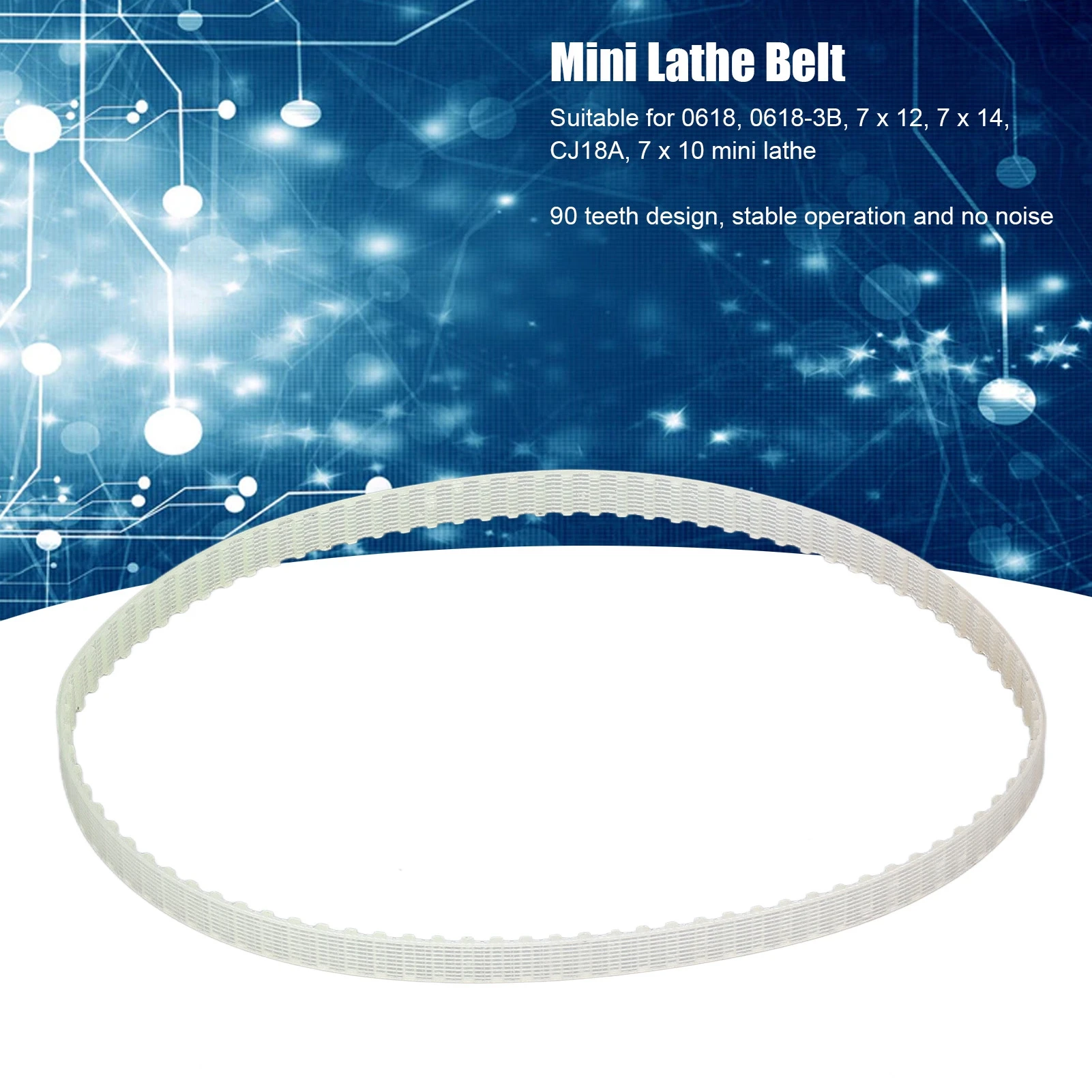 90 Teeth Mini Lathe Belt Replacement Transparent Timing Drive Geared Belt for 0618 0618‑3B  Mini,Lathe,Belt§Lathe,Drive,Belt