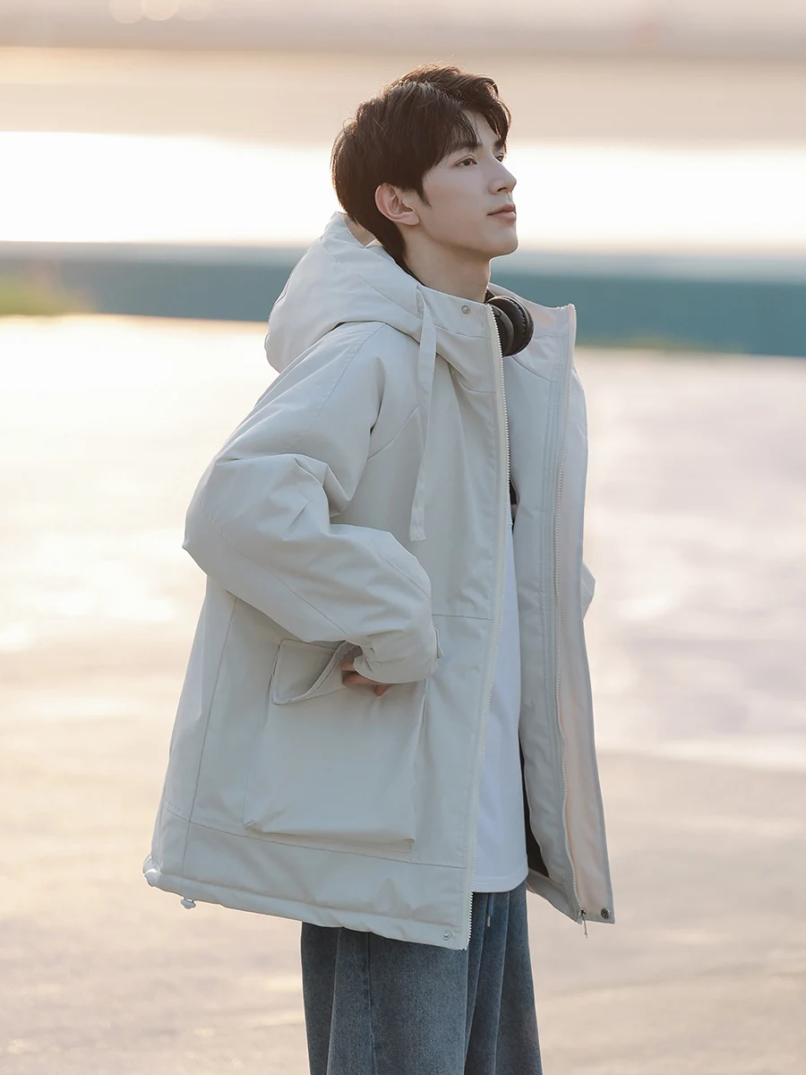 

Men's down Cotton Jaet Winter Thiened Workwear Jaet Teenage Climbing Coat New 2024 Faionable Cotton Clothes