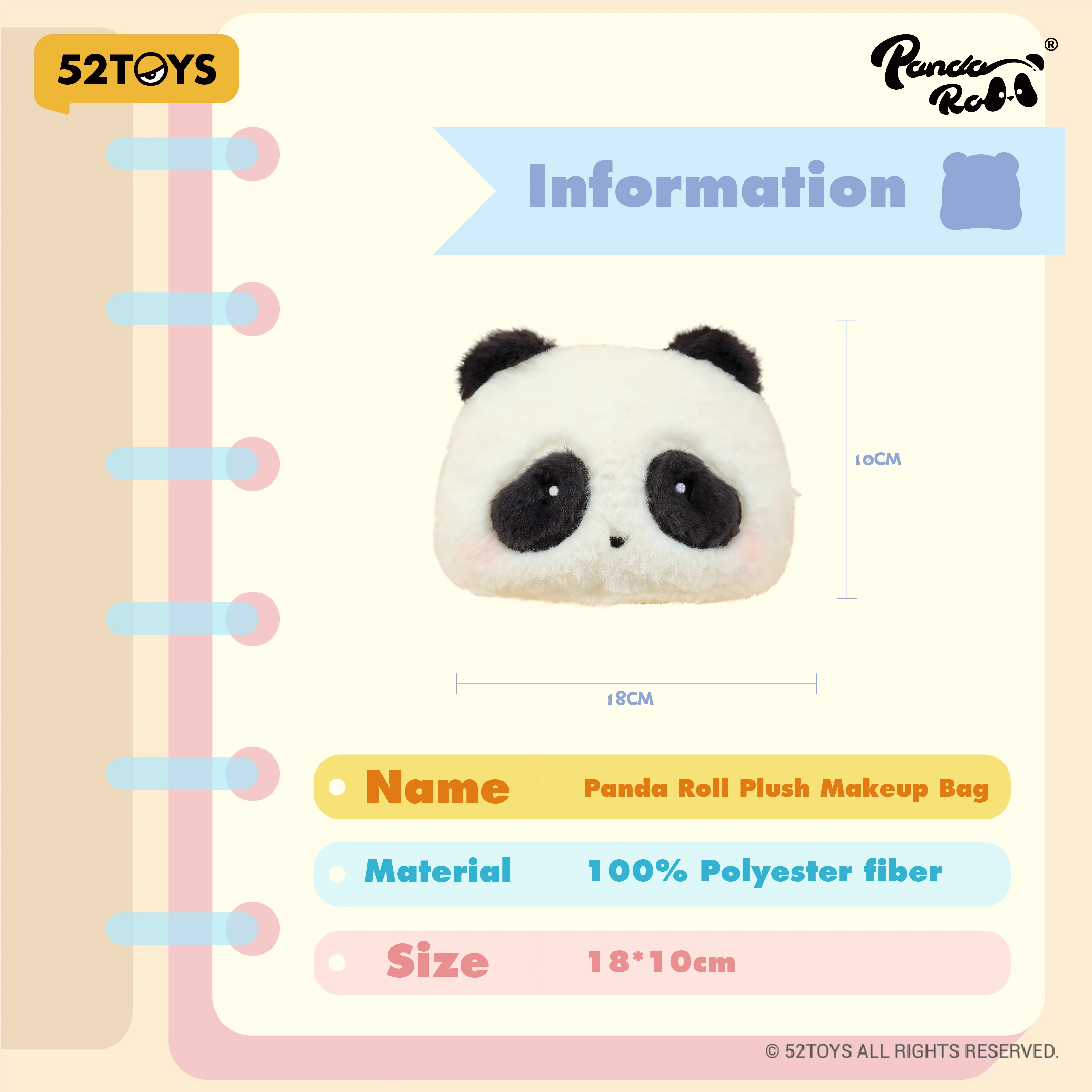 52TOYS Panda Roll Plush Make up Bag