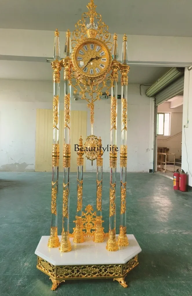 

yj5Seiko Instruments European-Style Floor Crystal Column Large Clock Living Room Luxury Vertical the Grandfather Clock